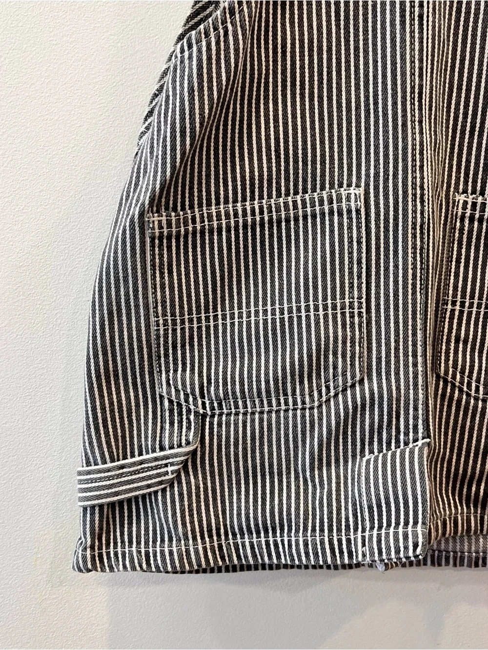 Vintage OshKosh B'gosh Gray Stripe Denim Overall Dress Girls Toddler 2Y EUC
